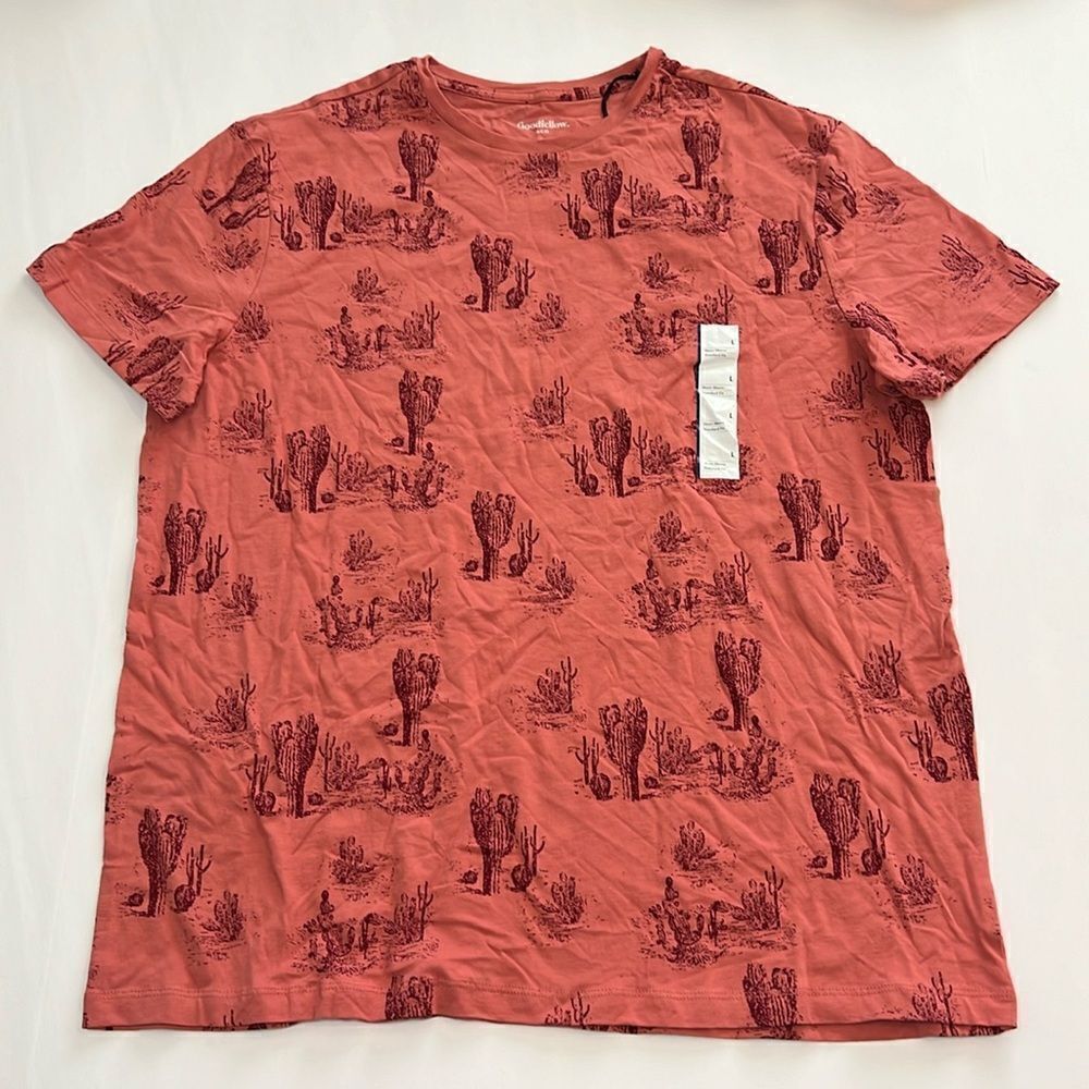 Goodfellow & Co. Men’s Faded Rose Cactus Print Short Sleeve T-Shirt Size Large